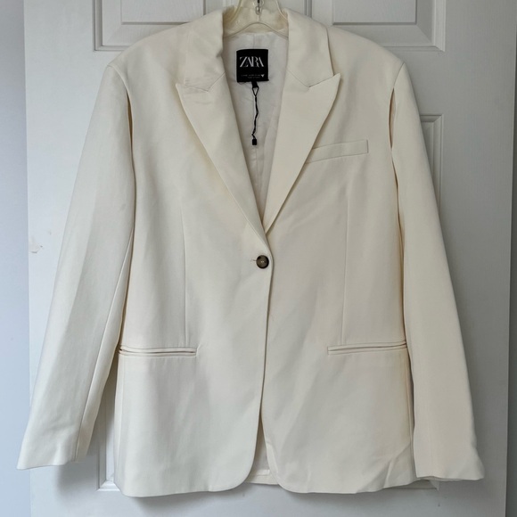 NWOT Zara Ecru Cutout Blazer XS - Picture 5 of 16